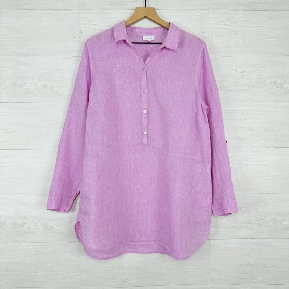 J.Jill Love Linen Relaxed Tunic Top Size L Petunia Pink Lagenlook Coastal Beach - Picture 16 of 16